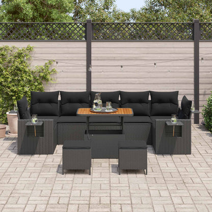 Set Divano da Giardino con cuscino Nero polyrattan | homemem39
