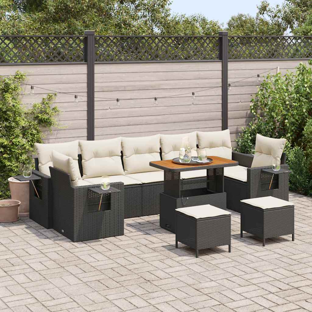 Set Divano da Giardino 13 pcs Nero e Crema polyrattan | homemem39