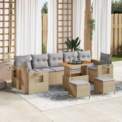 Set Divano da Giardino 10 pcs Beige e Grigio Chiaro polyrattan | homemem39