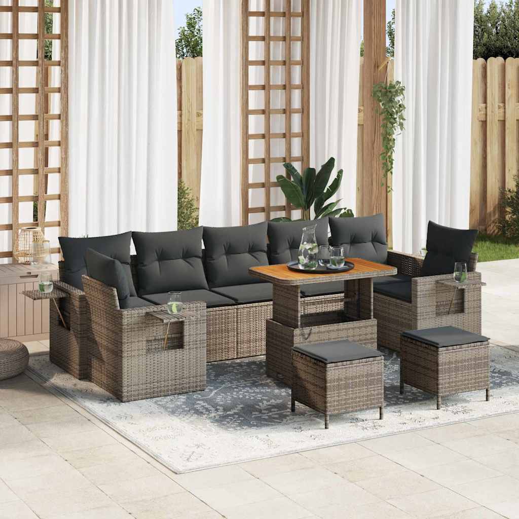 Set Divano da Giardino con cuscino 13 pcs Grigio polyrattan | homemem39