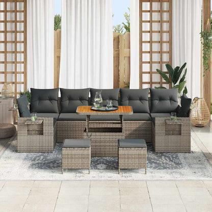 Set Divano da Giardino con cuscino 13 pcs Grigio polyrattan | homemem39