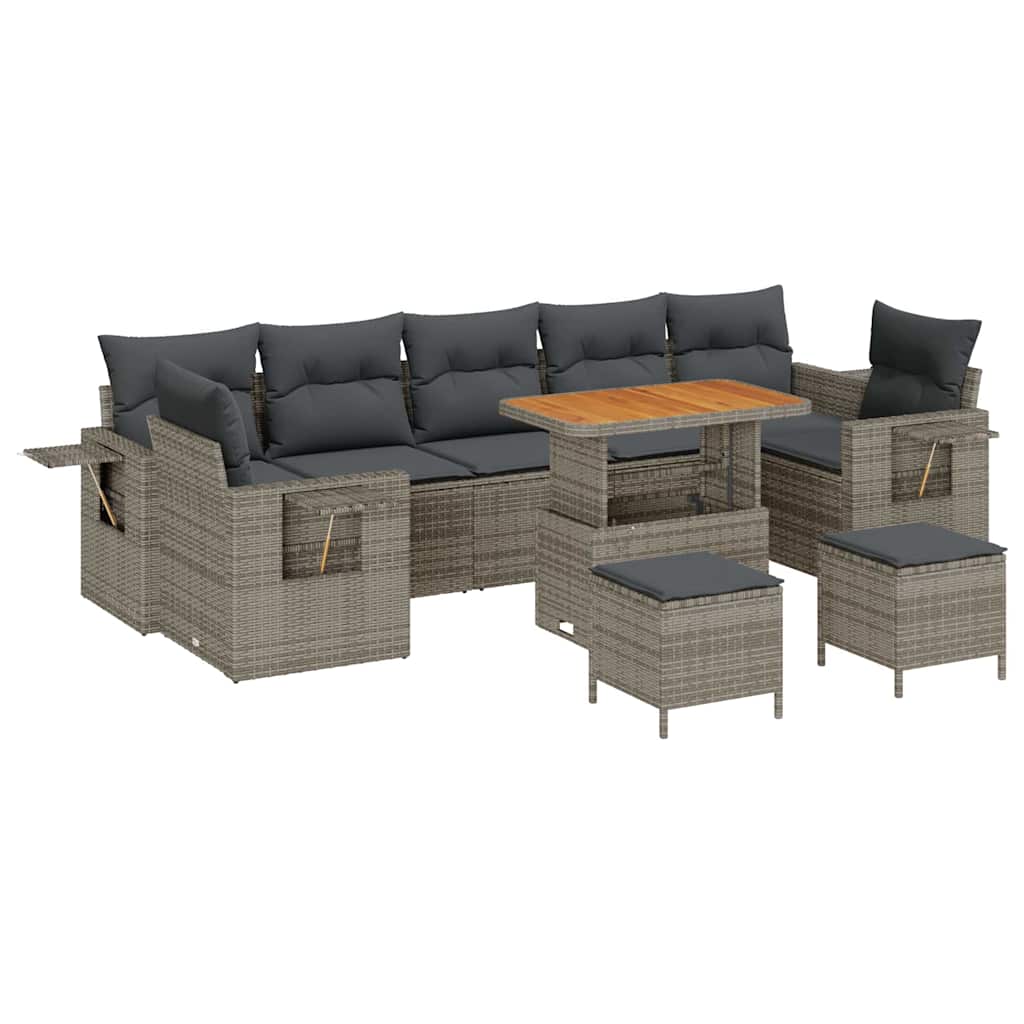 Set Divano da Giardino con cuscino 13 pcs Grigio polyrattan | homemem39