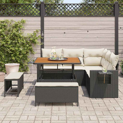 Set Divano da Giardino 9 pcs Nero e Crema polyrattan | homemem39