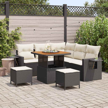 Set Divano da Giardino 9 pcs Nero e Crema polyrattan | homemem39