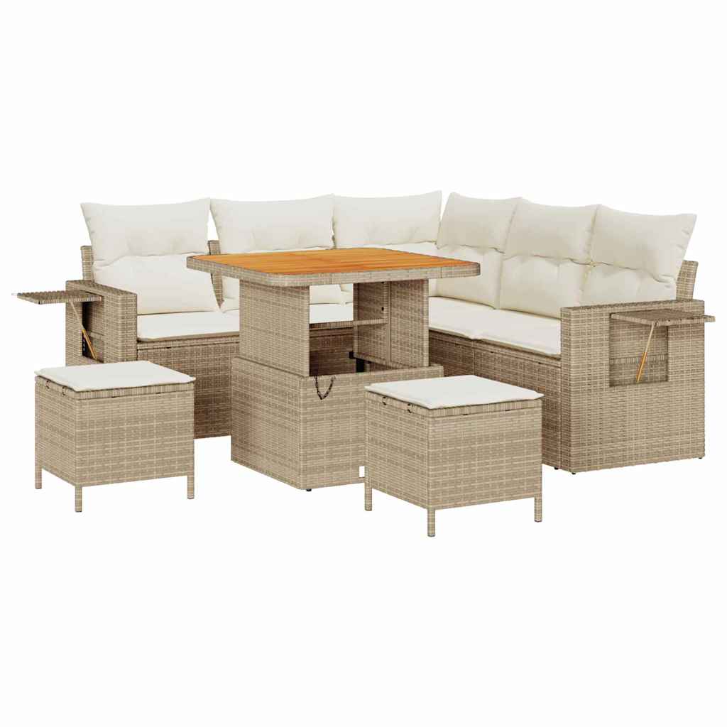 Set Divano da Giardino 9 pz 6-Numero di posti Beige e Crema