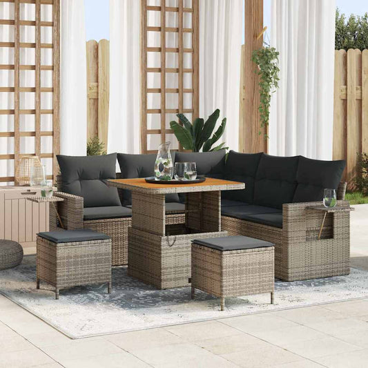 Set Divano da Giardino con cuscino 9 pcs Grigio polyrattan