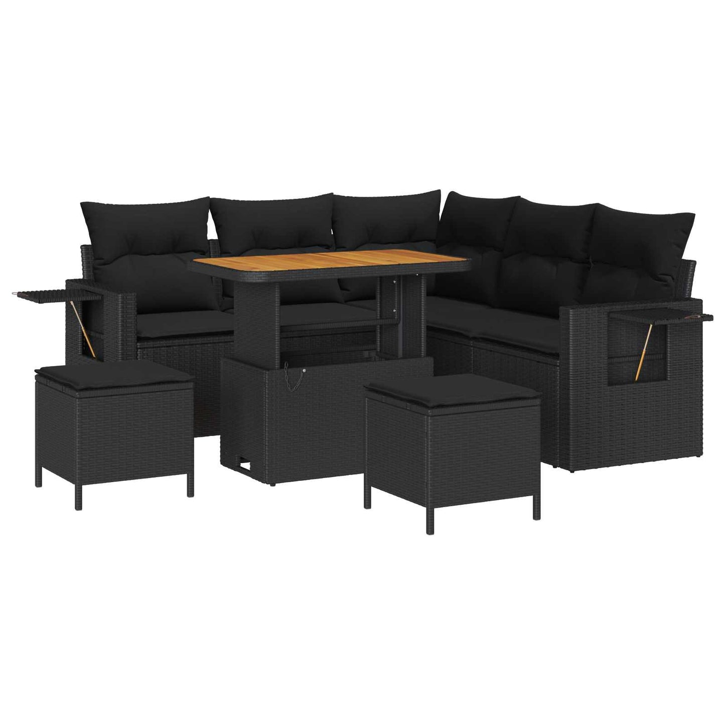 Set Divano da Giardino con cuscino 9 pcs Nero polyrattan | homemem39