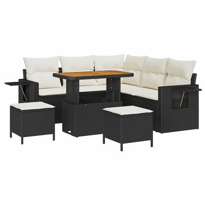Set Divano da Giardino 9 pcs Nero e Crema polyrattan | homemem39