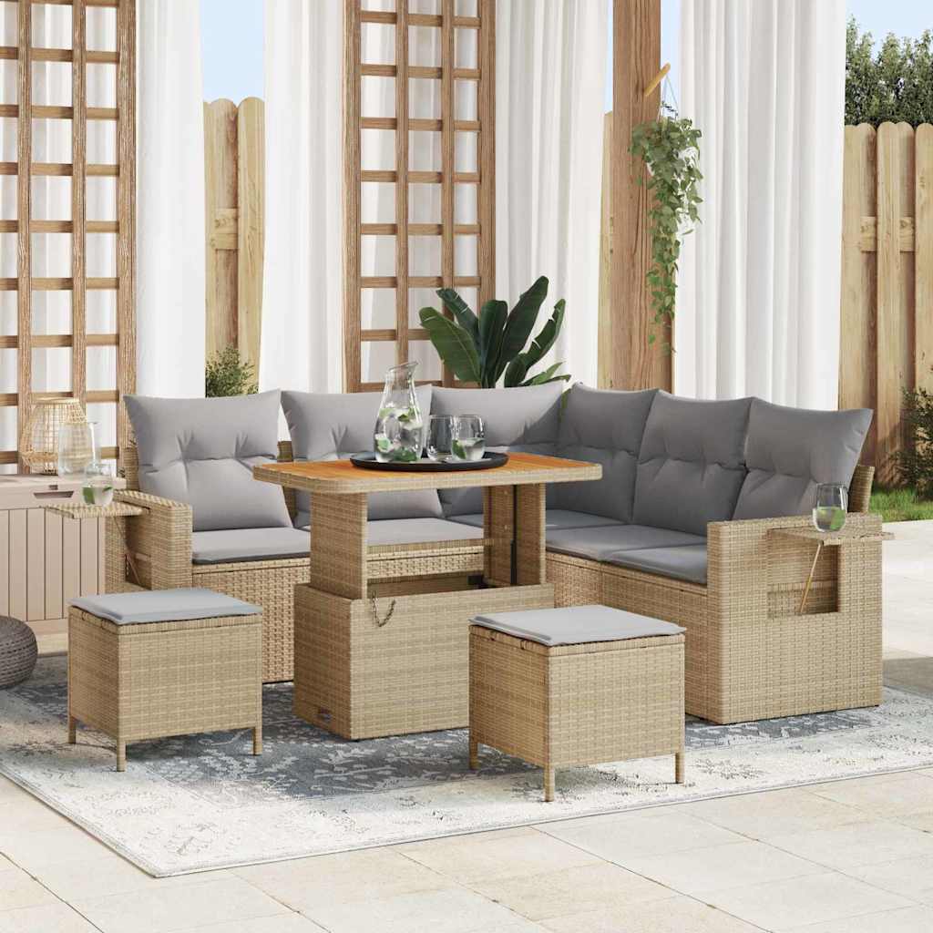 Set Divano da Giardino 9 pcs Beige e Grigio Chiaro polyrattan | homemem39