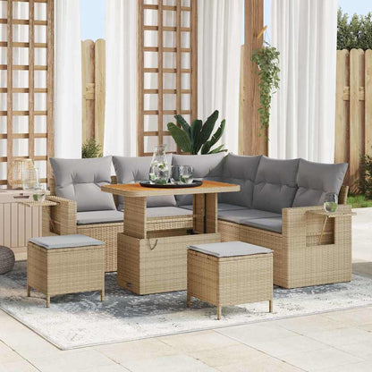 Set Divano da Giardino 9 pcs Beige e Grigio Chiaro polyrattan | homemem39