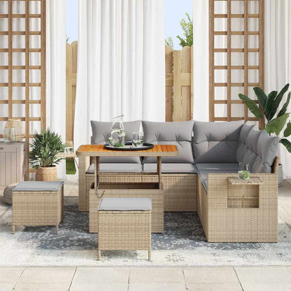 Set Divano da Giardino 9 pcs Beige e Grigio Chiaro polyrattan | homemem39