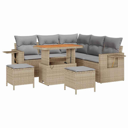 Set Divano da Giardino 9 pcs Beige e Grigio Chiaro polyrattan | homemem39