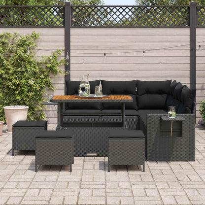 Set Divano da Giardino con cuscino 10 pcs Nero polyrattan | homemem39