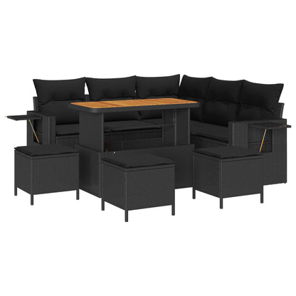 Set Divano da Giardino con cuscino 10 pcs Nero polyrattan | homemem39