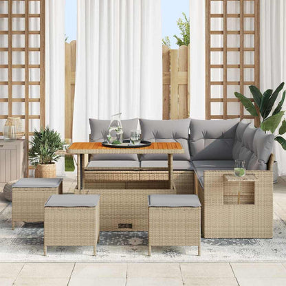 Set Divano da Giardino 10 pcs Beige e Grigio Chiaro polyrattan | homemem39