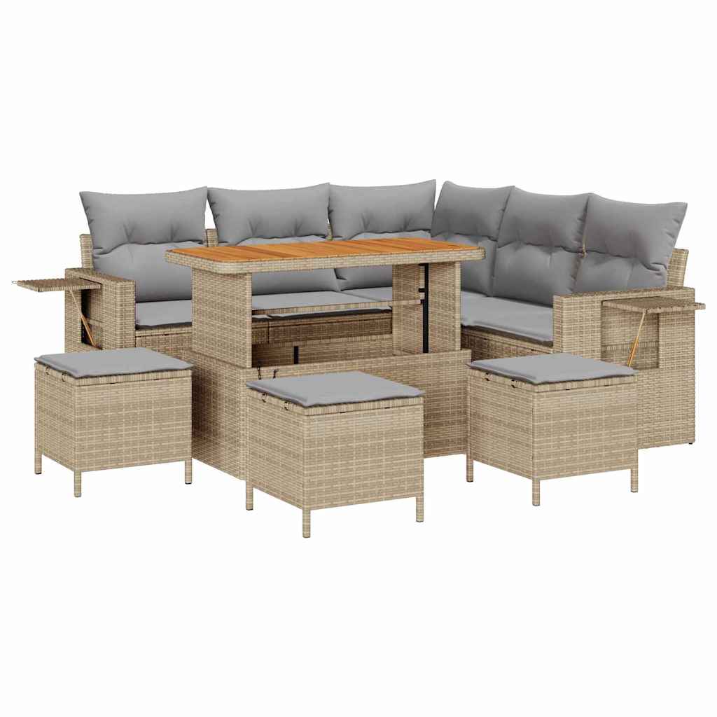 Set Divano da Giardino 10 pcs Beige e Grigio Chiaro polyrattan | homemem39