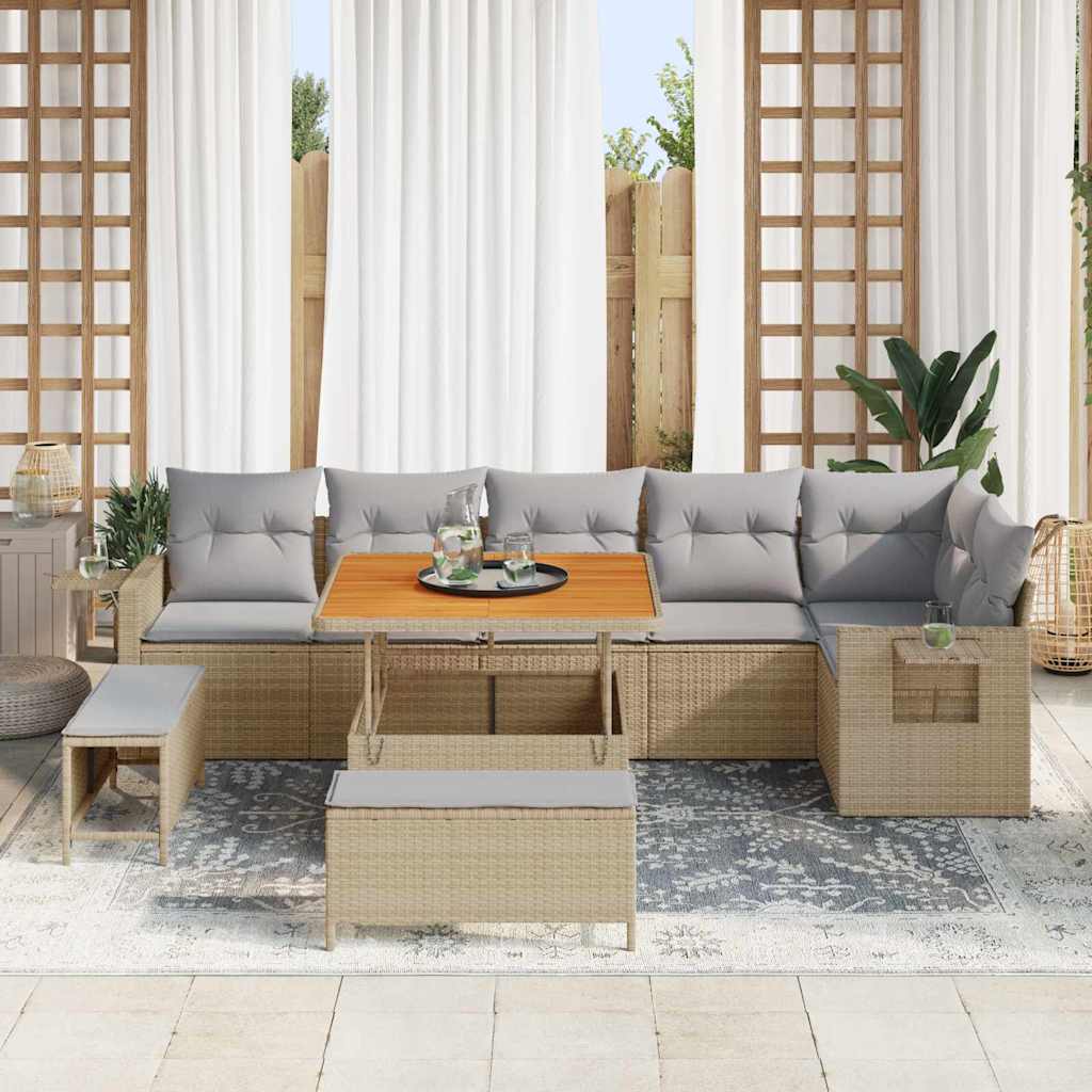 Set Divano da Giardino 11 pcs Beige e Grigio Chiaro polyrattan | homemem39