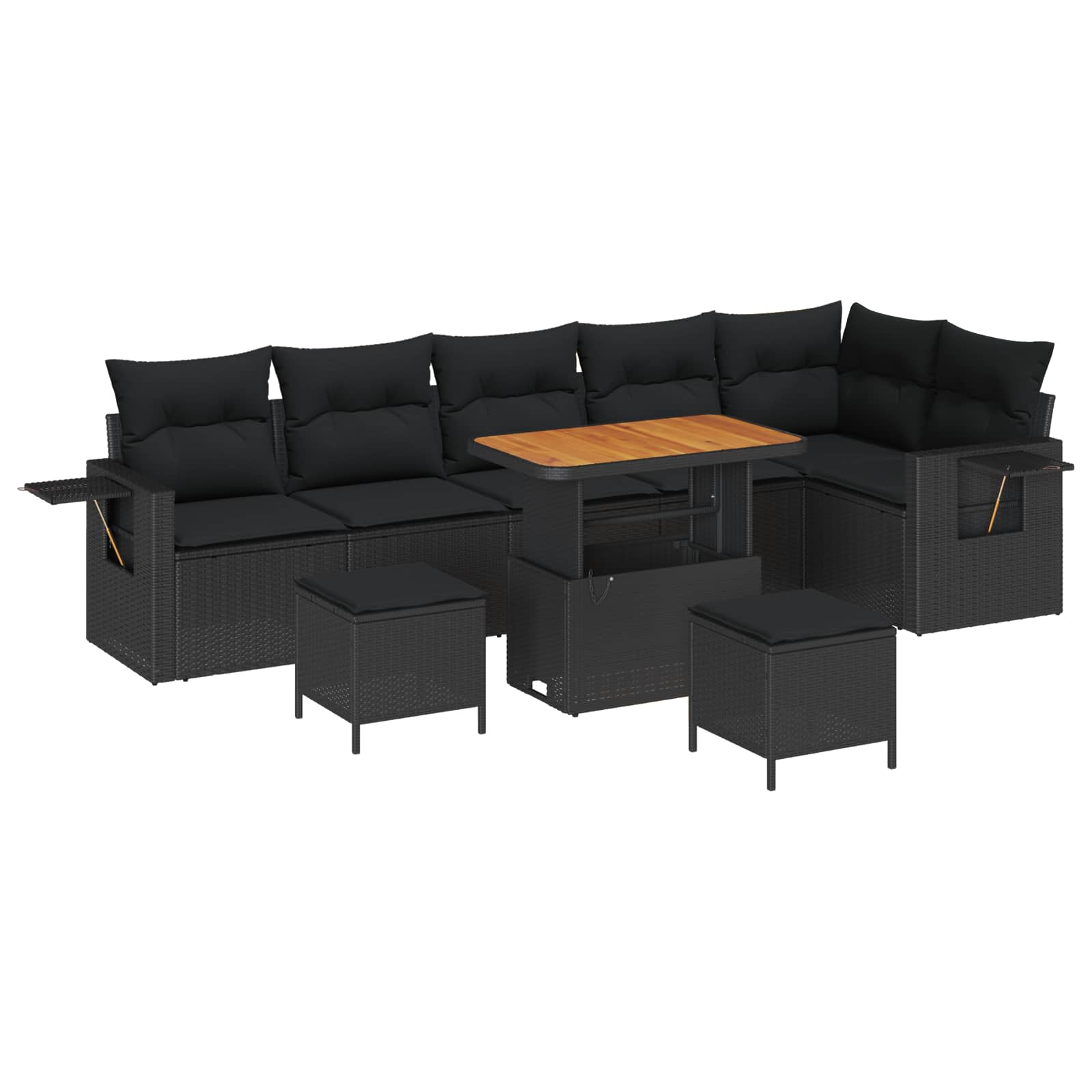 Set Divano da Giardino con cuscino 11 pcs Nero polyrattan | homemem39