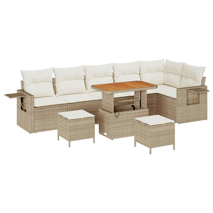 Set Divano da Giardino 9 pcs Beige Poly Rattan - homemem39