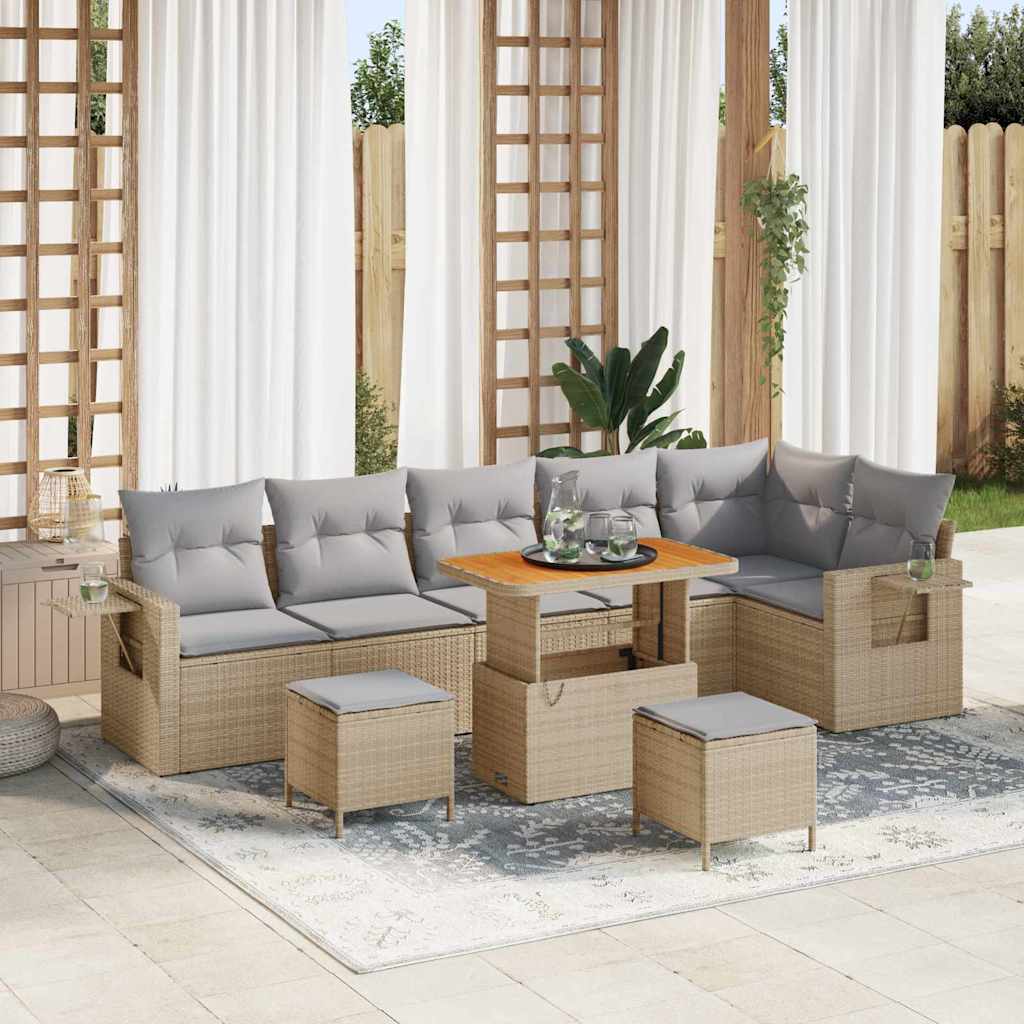 Set Divano da Giardino 11 pcs Beige e Grigio Chiaro polyrattan