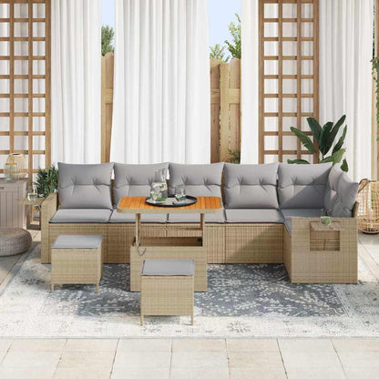 Set Divano da Giardino 11 pcs Beige e Grigio Chiaro polyrattan