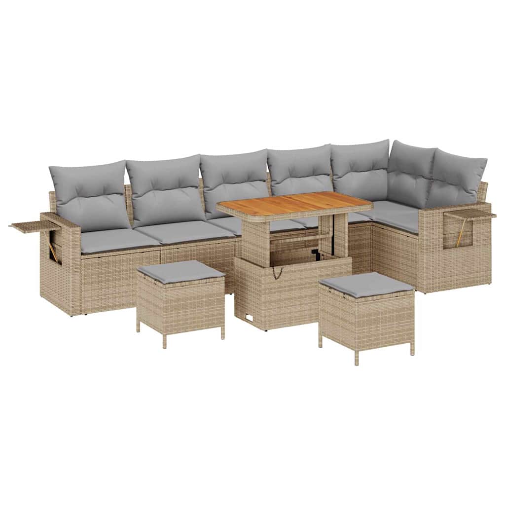 Set Divano da Giardino 11 pcs Beige e Grigio Chiaro polyrattan