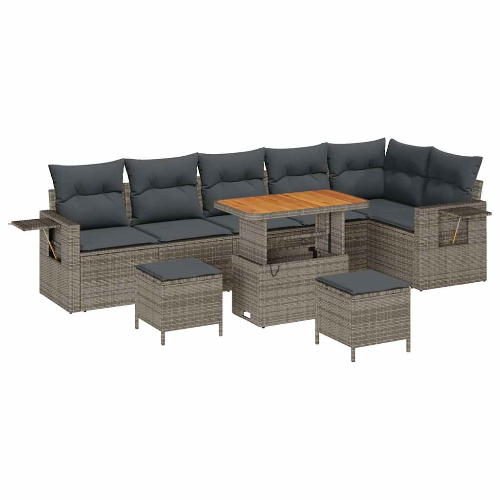 Set Divano da Giardino con cuscino 11 pcs Grigio polyrattan