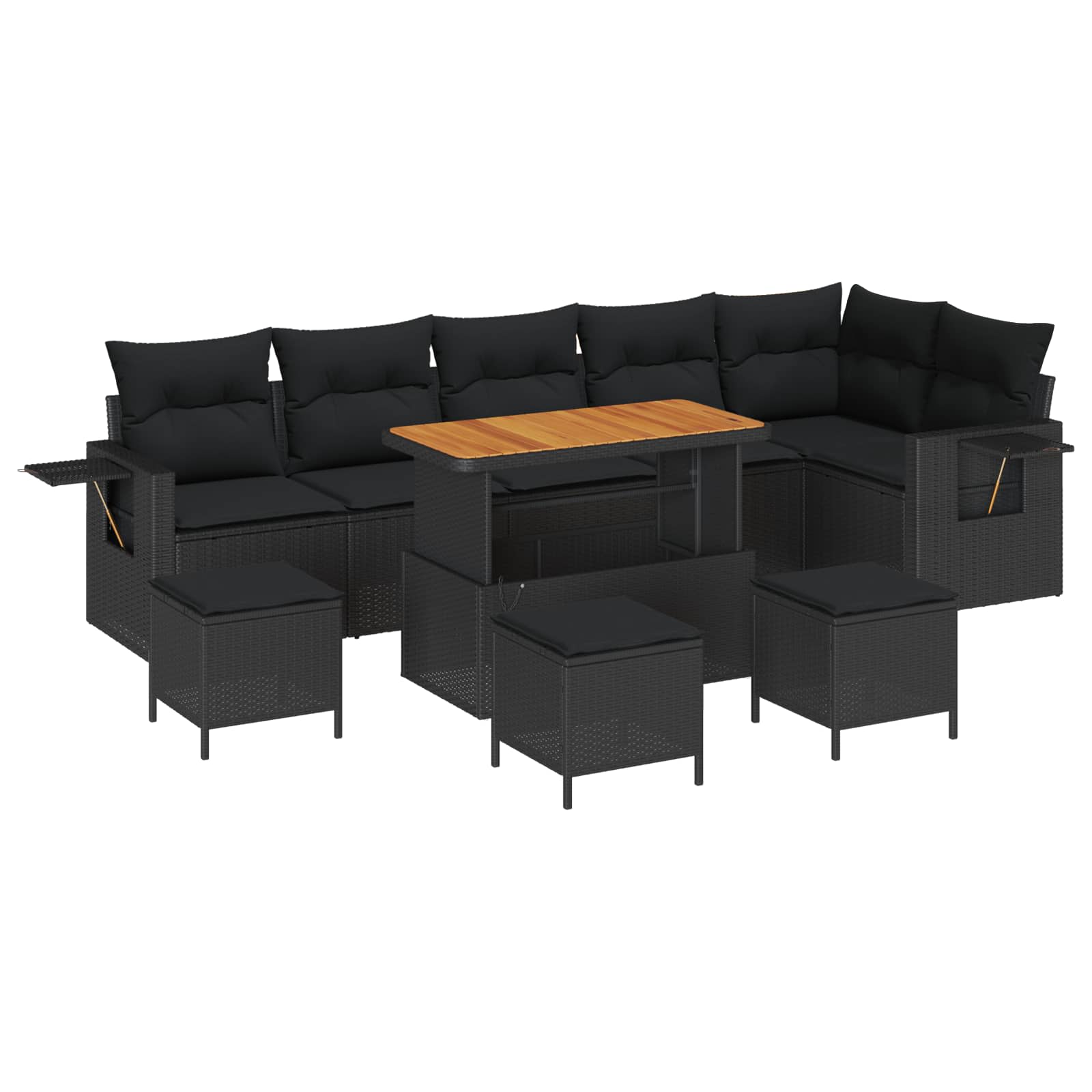 Set Divano da Giardino con cuscino 12 pcs Nero polyrattan | homemem39