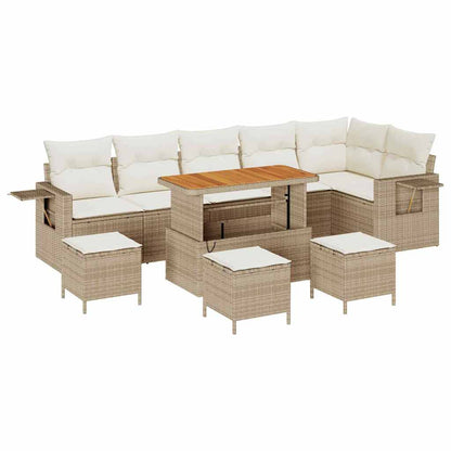Set Divano da Giardino 10 pcs Beige Poly Rattan