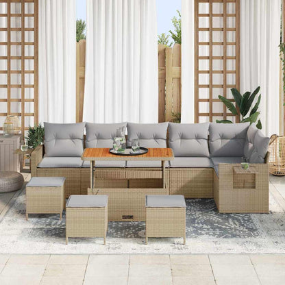 Set Divano da Giardino 12 pcs Beige e Grigio Chiaro polyrattan | homemem39
