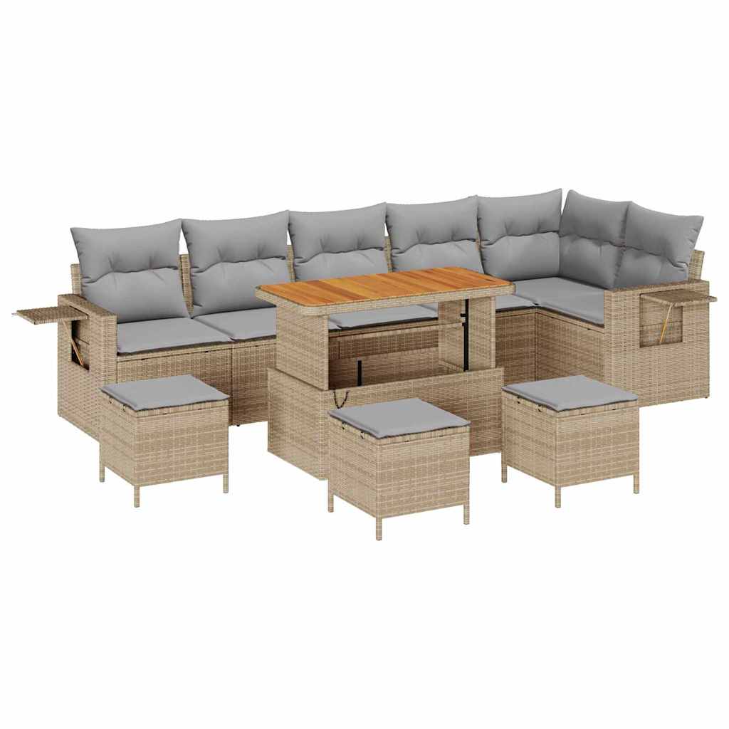 Set Divano da Giardino 12 pcs Beige e Grigio Chiaro polyrattan | homemem39