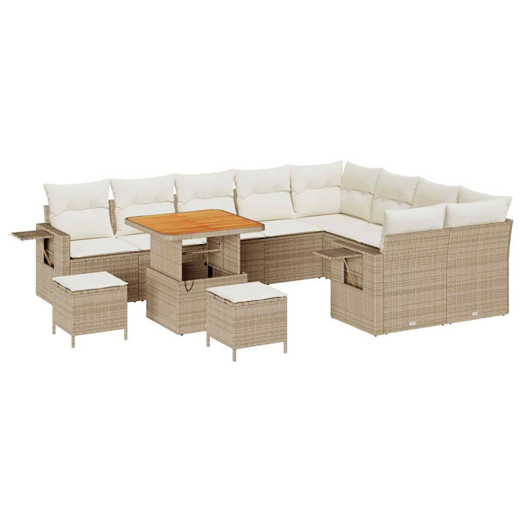 Set Divano da Giardino 12 pz 11-Numero di posti Beige e Crema