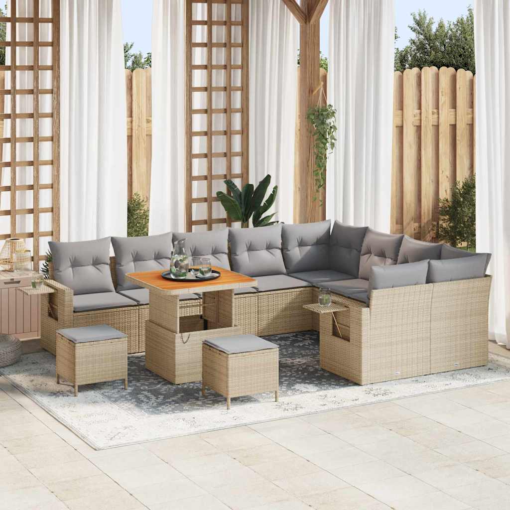 Set Divano da Giardino con cuscino 12 pcs beige e grigio chiaro