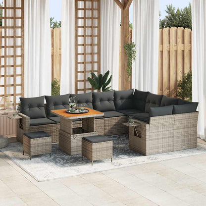 Set Divano da Giardino con cuscino 12 pcs Grigio polyrattan | homemem39