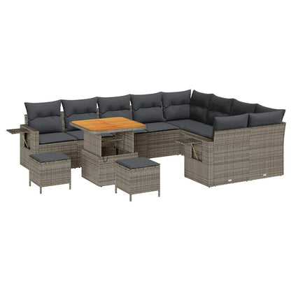 Set Divano da Giardino con cuscino 12 pcs Grigio polyrattan | homemem39
