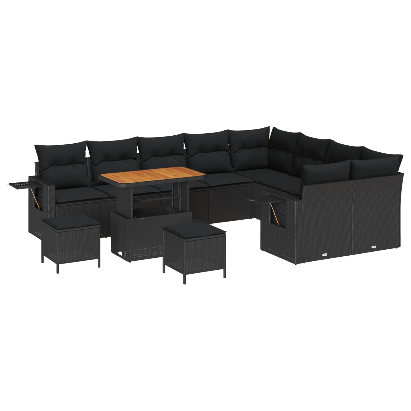 Set Divano da Giardino con cuscino 12 pcs Nero polyrattan | homemem39