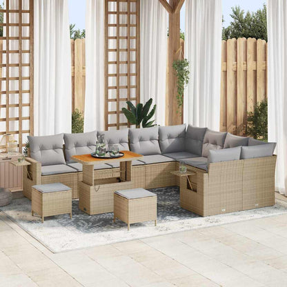 Set Divano da Giardino 12 pcs Beige e Grigio Chiaro polyrattan | homemem39
