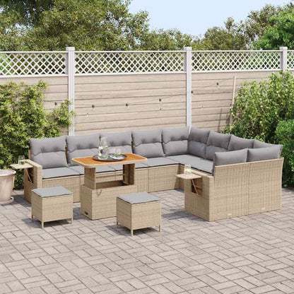 Set Divano da Giardino 12 pcs Beige e Grigio Chiaro polyrattan | homemem39