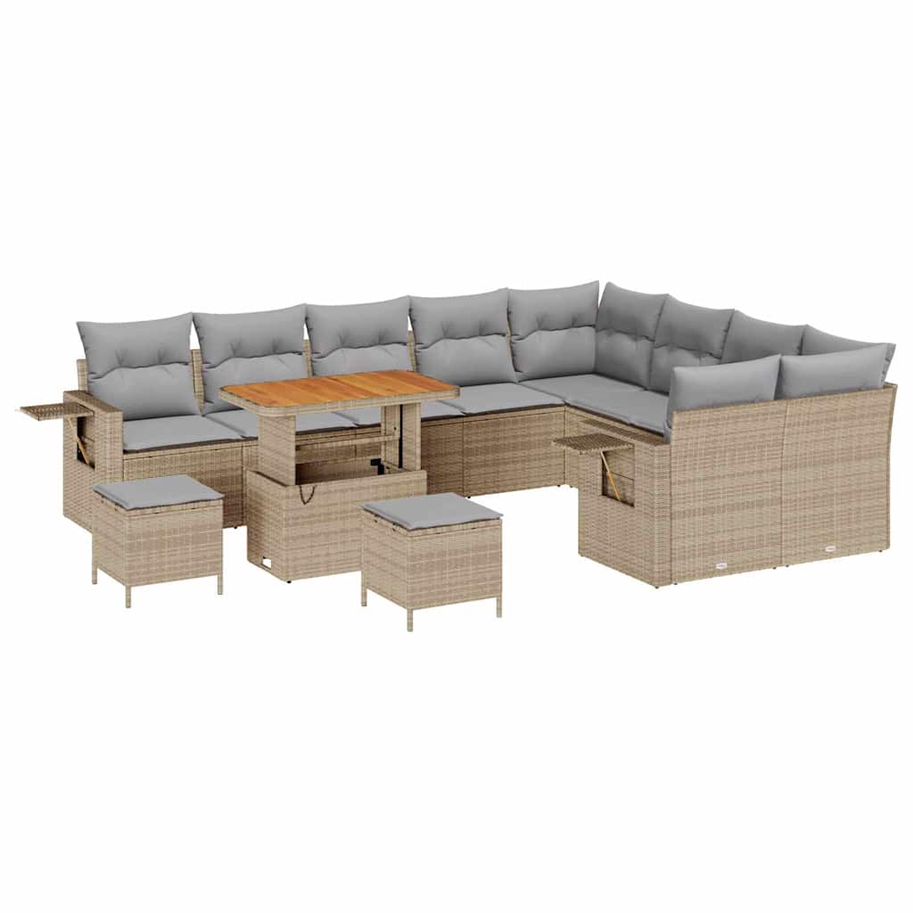 Set Divano da Giardino 12 pcs Beige e Grigio Chiaro polyrattan | homemem39