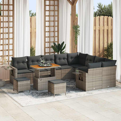 Set Divano da Giardino con cuscino 12 pcs Grigio polyrattan | homemem39