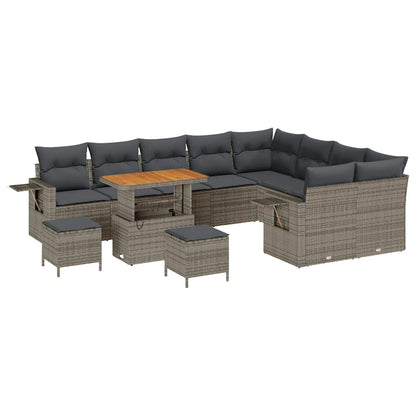 Set Divano da Giardino con cuscino 12 pcs Grigio polyrattan | homemem39