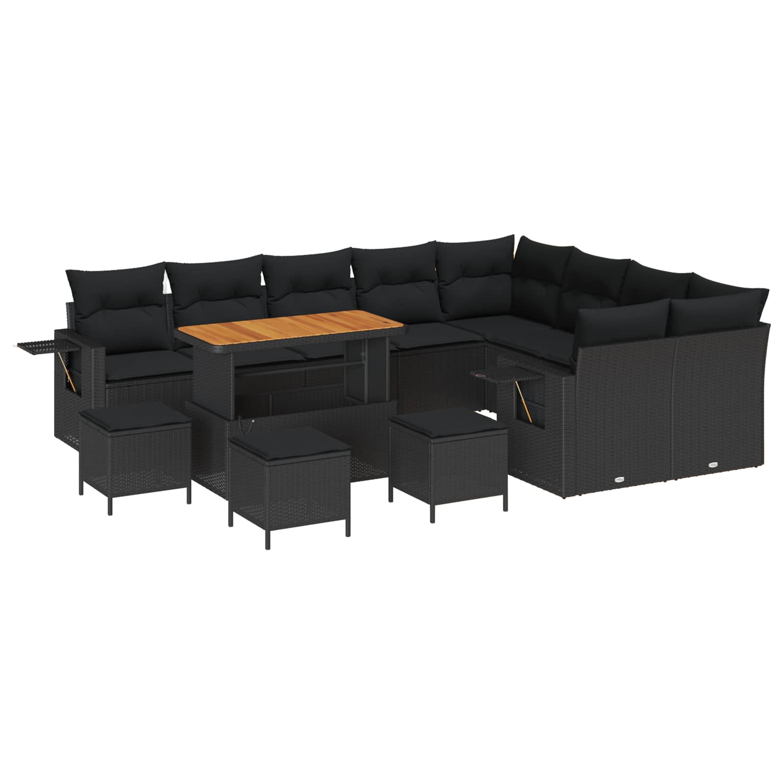 Set Divano da Giardino con cuscino 13 pcs Nero polyrattan | homemem39