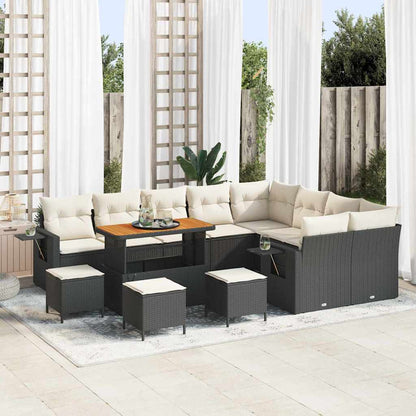 Set Divano da Giardino 13 pcs Nero e Crema polyrattan | homemem39