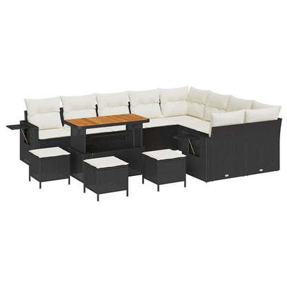 Set Divano da Giardino 13 pcs Nero e Crema polyrattan | homemem39