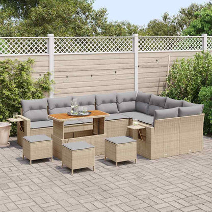 Set Divano da Giardino 13 pcs Beige e Grigio Chiaro polyrattan | homemem39