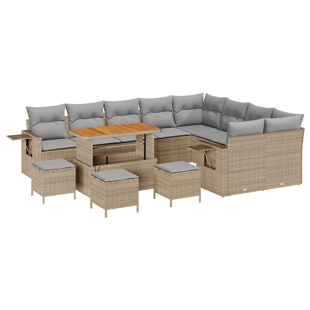 Set Divano da Giardino 13 pcs Beige e Grigio Chiaro polyrattan | homemem39