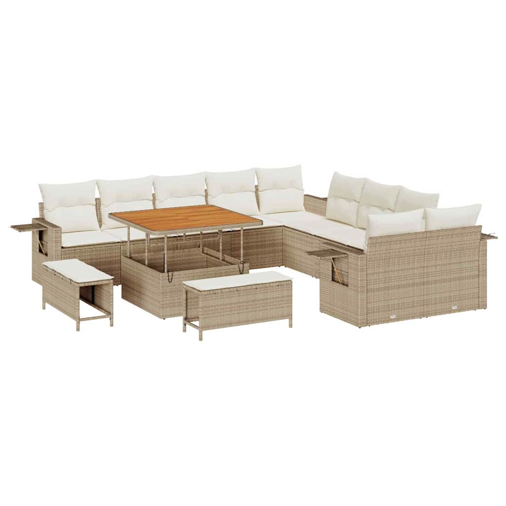 Set Divano da Giardino 13 pcs Beige Poly Rattan - homemem39