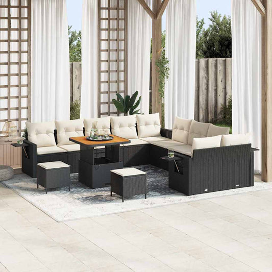 Set Divano da Giardino 13 pcs Nero Poly Rattan - homemem39