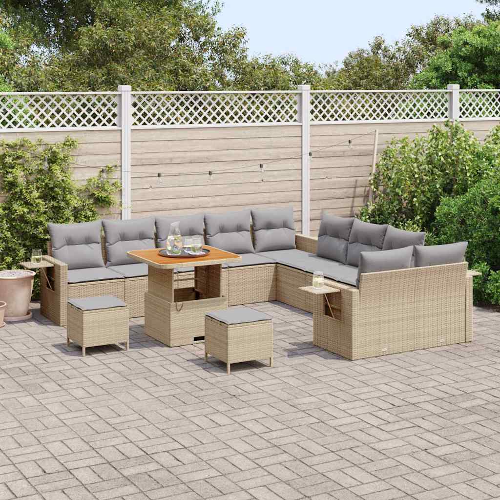 Set Divano da Giardino 13 pcs Beige Poly Rattan - homemem39