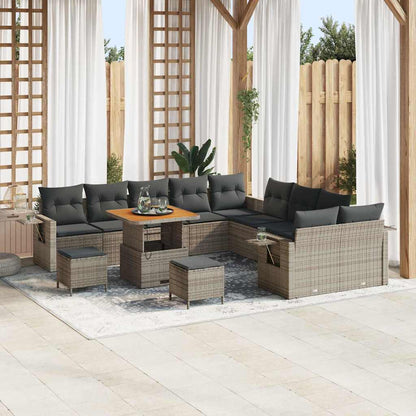 Set Divano da Giardino con cuscino 13 pcs Grigio polyrattan